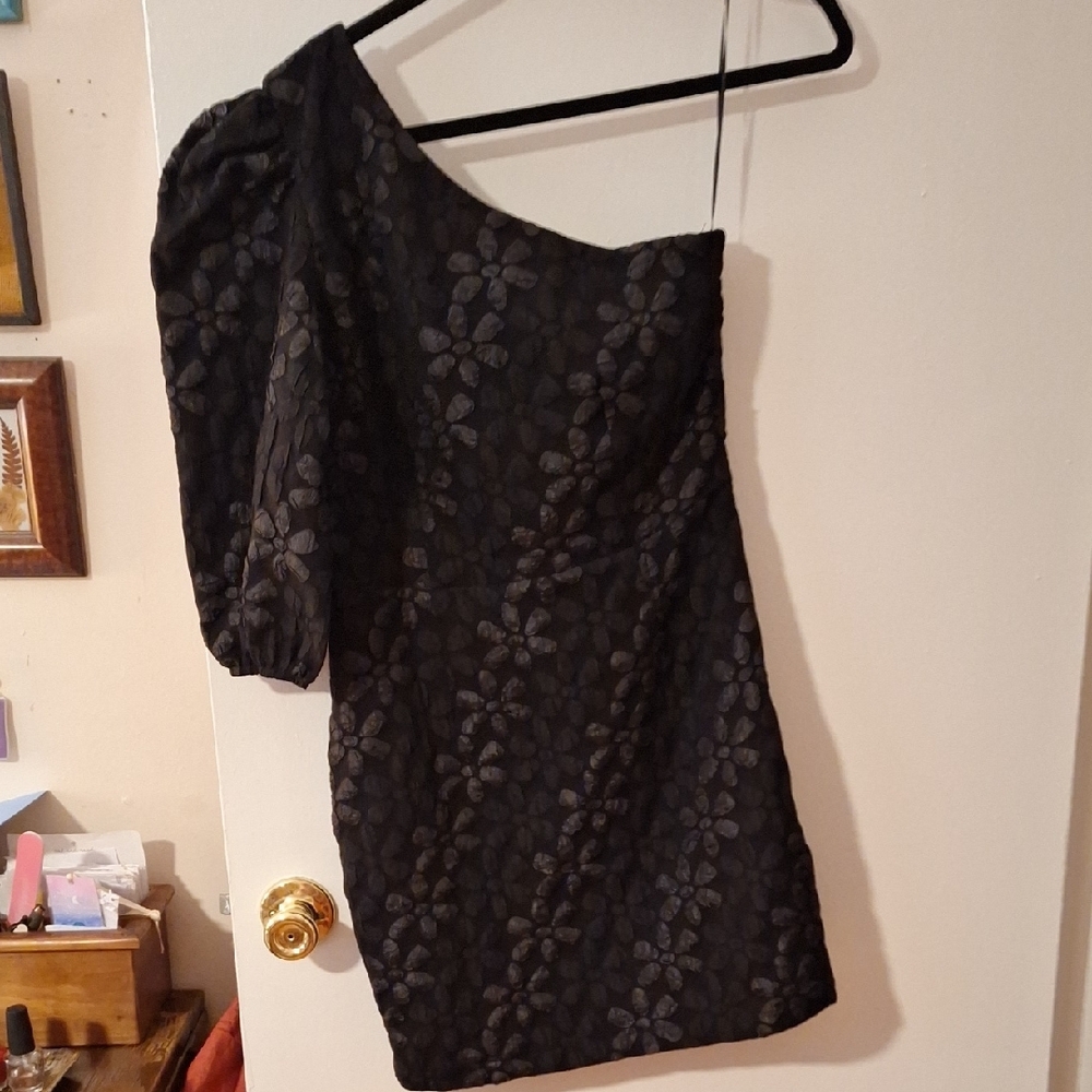 fab'rik Black Asymmetrical Backless Mini Dress